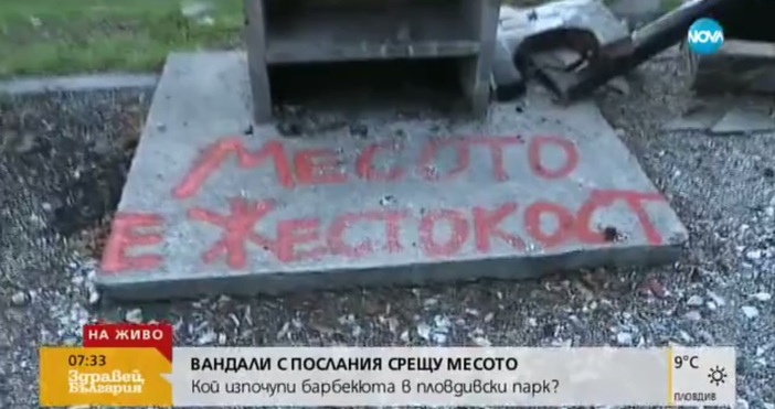 Вегетарианци вандали изпочупиха барбекютата в пловдивския парк Лаута Трите масивни