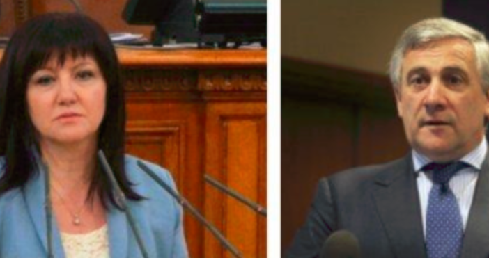 Шефът на Европейския парламент Антонио Таяни държи ключова реч пред