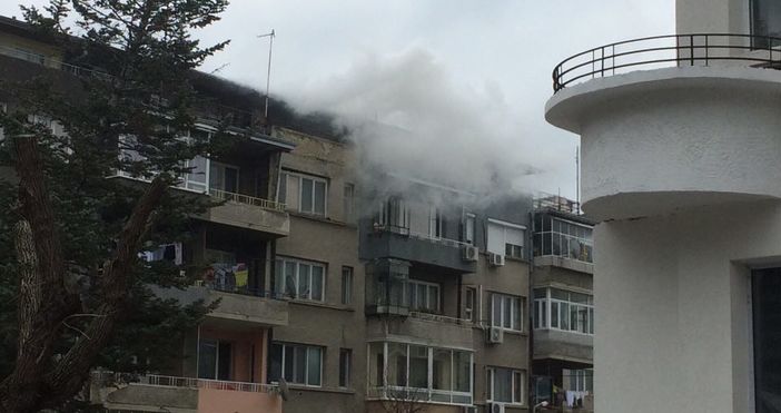 Снимки Петел Пожар гори в блок до Руското консулство в центъра
