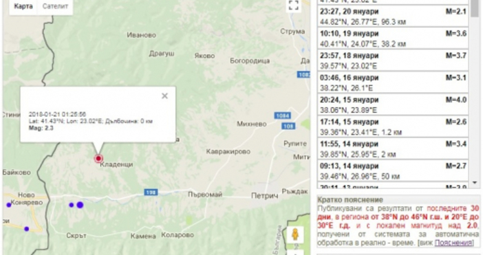 Земетресение с магнитуд 2 3 по скалата на Рихтер е