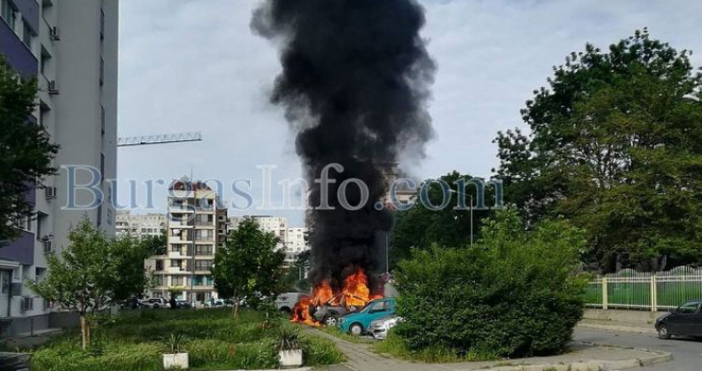Снимки burgasinfo.comДве коли горят до блок 53 в бургаския ж.к. Славейков.