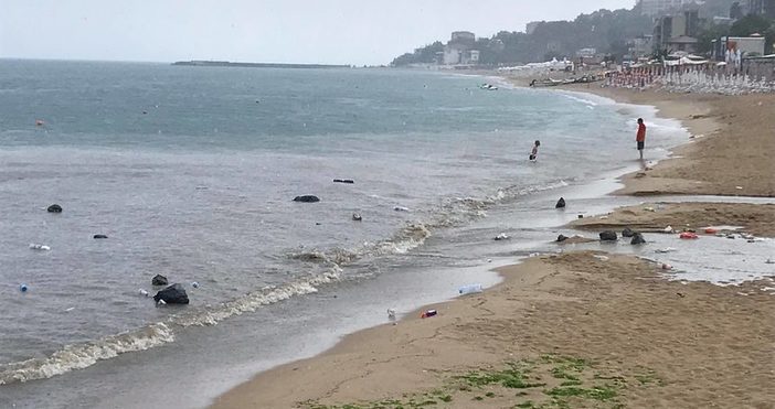 Снимка: ДневникДесетки чували със смет плуват в залива на плажа