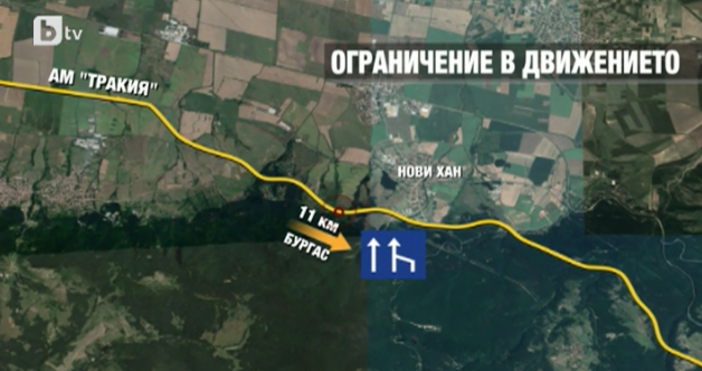 Кадър бТВ6-километрова опашка се образува на магистрала Тракия в посока