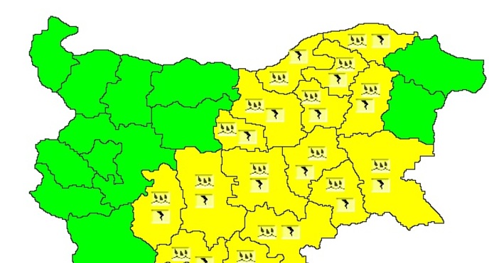 В 16 области на страната е обявен жълт код за