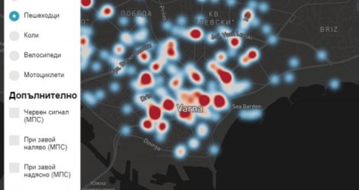 Интерактивна карта на пътно транспортните произшествия показва най опасните места във Варна Картата