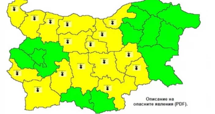 Жълт код за високи температури е в сила за 16