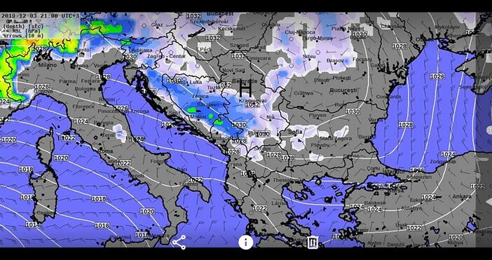 Във фейсбук страницата на Meteo Balkans бе публикувана карта според