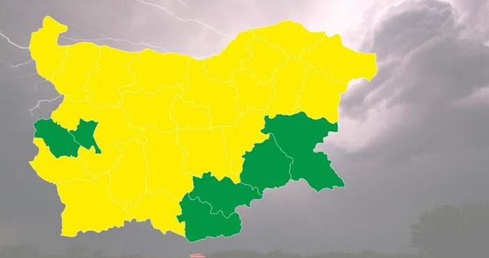 Жълт код за силен вятър е в сила за 22 области на страната