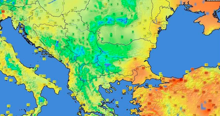 Снимка Meteo Balkans Причината за продължителните валежите е циклон позициониран над