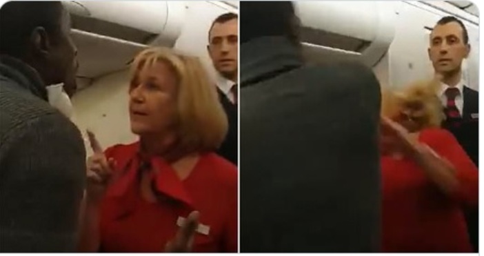 Кадър TwitterРазмяна на шамари между мъж и стюардеса по време