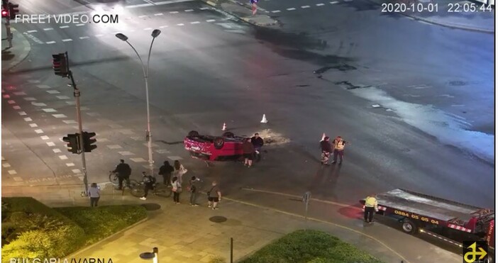 кадър: free1video.comСериозен инцидент тази вечер на кръстовището на Макдрайв във Варна.Кола се