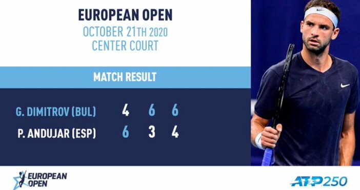 фото: EuroTennisOpen, ТуитърНай-добрият ни тенисист Григор Димитров загуби първият сет и