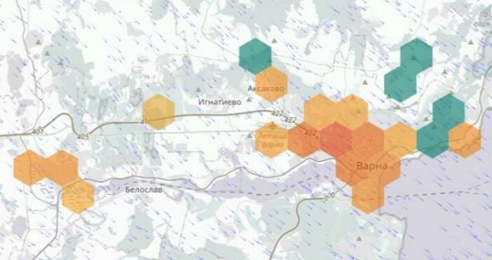Снимка  Аirbg infoЗа опасност надвиснала над Варна и други градове в България