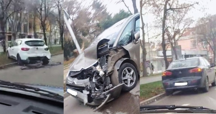 кадри: Сем. Гордиенко/Един човек пострада при катастрофа с три автомобила на