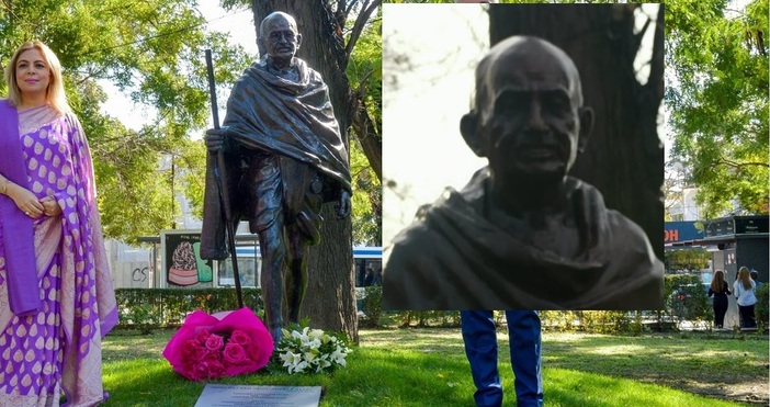 Колаж Петел и БулфотоГанди в градинката Севастопол във Варна вече