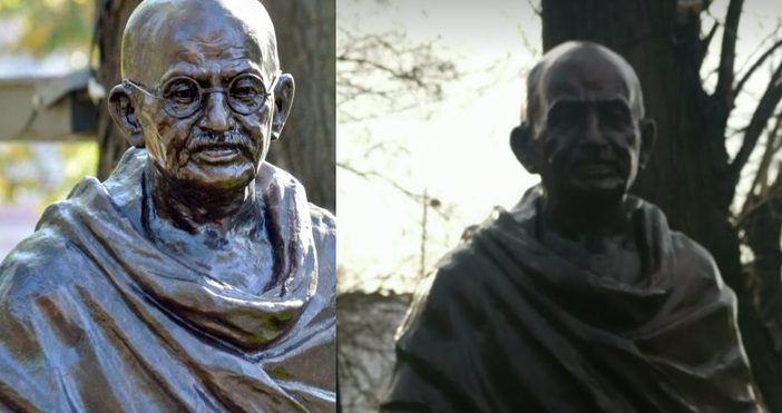 Колаж Петел и БулфотоГанди в градинката Севастопол във Варна вече