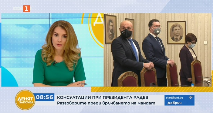 Кадър БНТТомислав Дончев ДаниелМитов и Десислава Атанасова са тримата представители