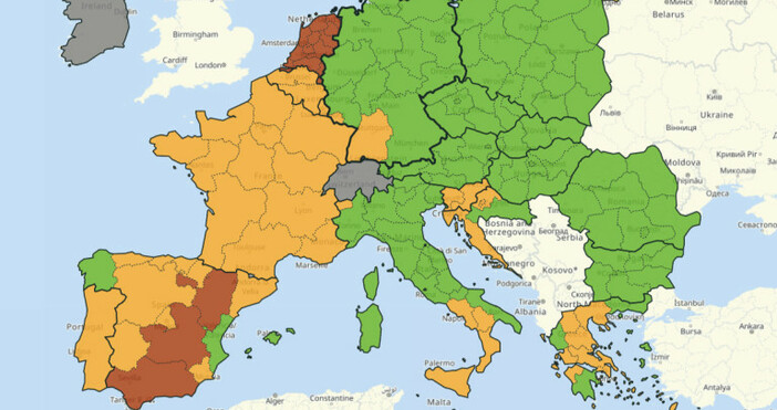 снимка  reopen europa euНай неблагоприятна е ситуацията в Испания Нидерландия и Швеция Картата е базирана на два