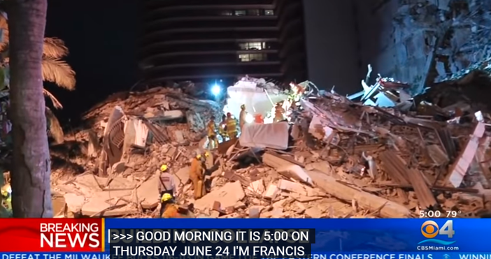 кадър , YouTube12-етажна сграда се срути в Маями. Към момента е
