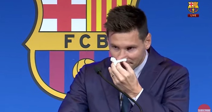 Кадър Youtube FCBarcelona LIVESTREAM LEO MESSI S PRESS CONFERENCE from CAMP