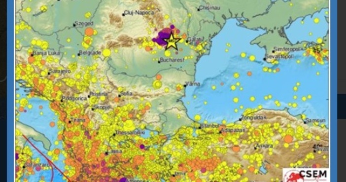 Земетресение разлюля Южна Румъния днес по обед в 12:04 часаТрусът е