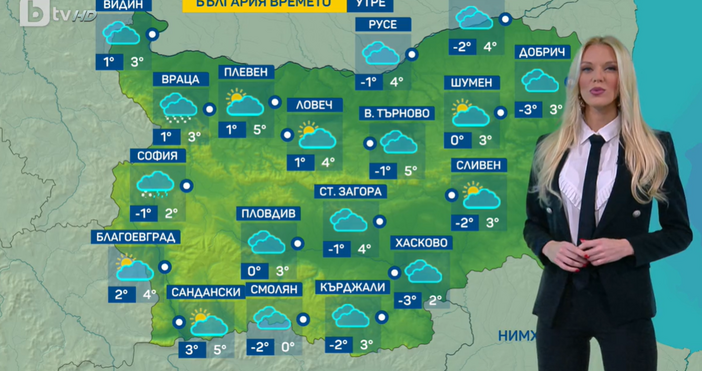 Стопкадър бТВОблачно е времето в момента като в Югозападна България