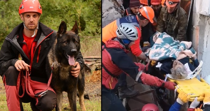 Планинският спасител Атанас Уков и кучето Норд от Банско се