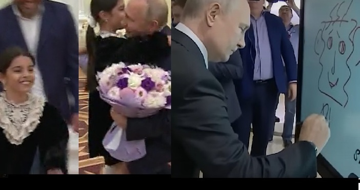 Руският президент Владимир Путин и осемгодишно момиче заедно се молиха