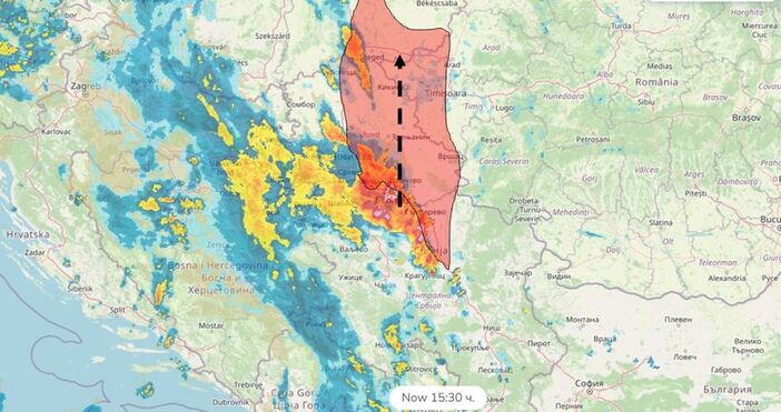 схема Метео БалкансМощна буря обхвана  Сърбия след като премина през Словения и Хърватия