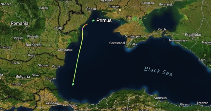 Корабът Примус който тръгна от Одеса не е пътувал към