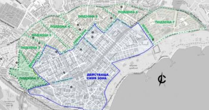 схема ОП Паркинги и синя зона Зелената зона във Варна е предназначена