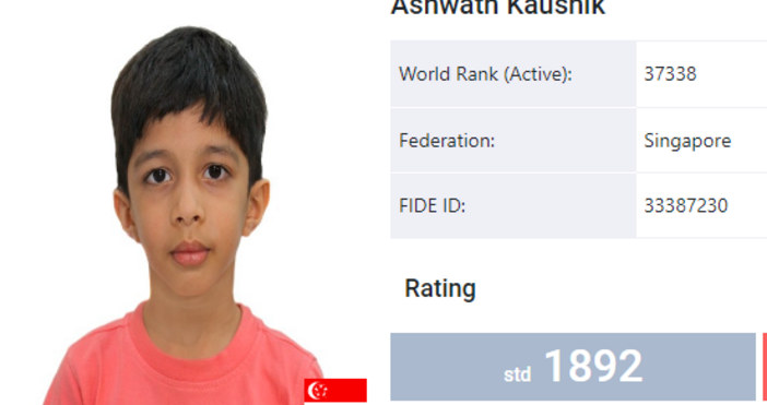 8 годишният Ашват Каушик стана най младият шахматист  побеждавал гросмайстор в класически шахматен турнир Момчето