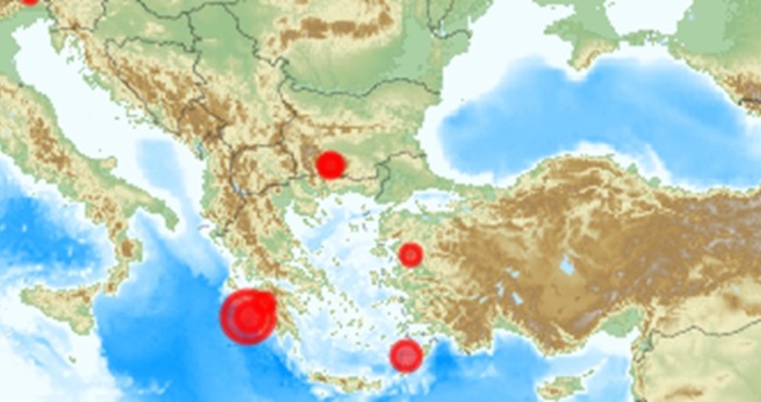 Два труса с магнитуд 5.2 и 5.7 в Югозападна Гърция