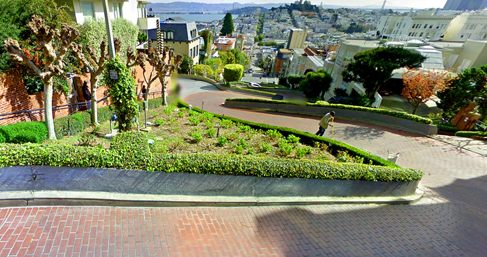 Най кривата улица в света Така е известна Lombard Street