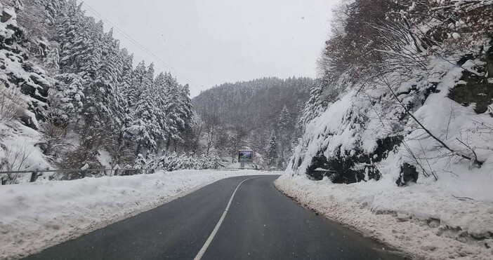 АПИНа прохода Шипка времето е облачно вали  сняг температурата е