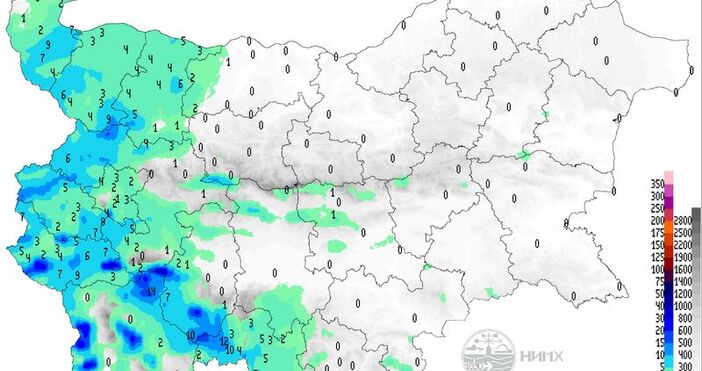 От НИМХ показаха карта на валежите Колко валя в последните часове