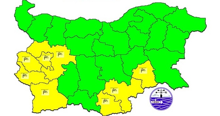 НИМХ обяви жълт код в 8 области БЪДЕТЕ ВНИМАТЕЛНИ за летящи