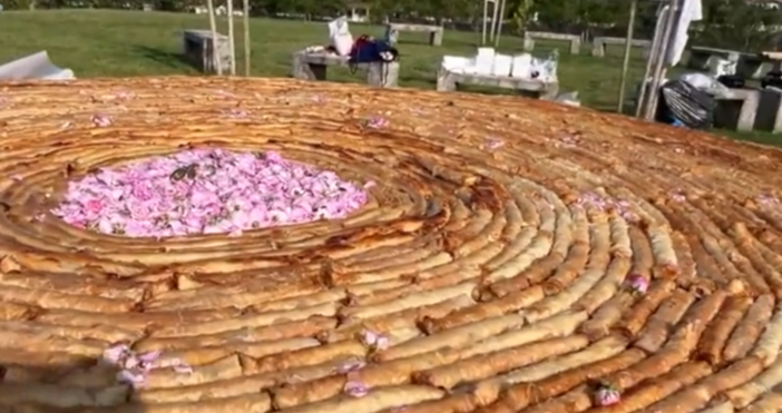 Кулинарен рекорд с най дългата вита баница с рози в България