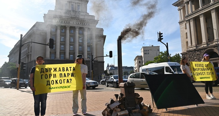 Печка за дърва пред Министерския съвет запалиха активисти от Грийнпийс