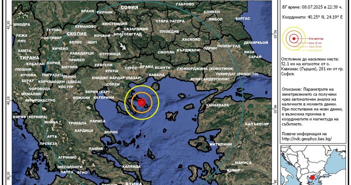Поредно земетресение разлюля гръцкия полуостров Халкидики Трусът с магнитуд 4 0