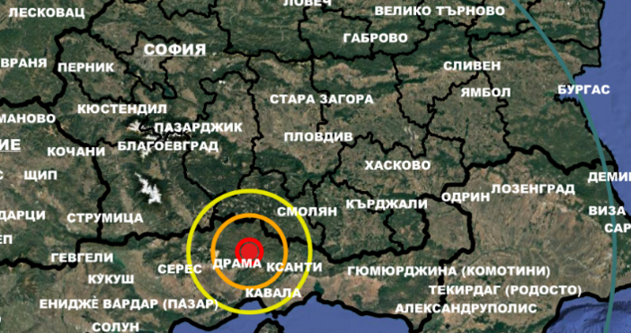 Земетресение е станало на българо гръцката граница днес в 4 37 часа Магнитудът