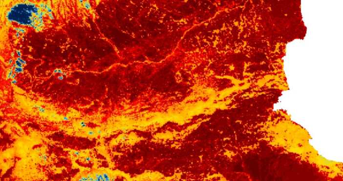 Анализ на карта на температурите на земната повърхност разкри Метео
