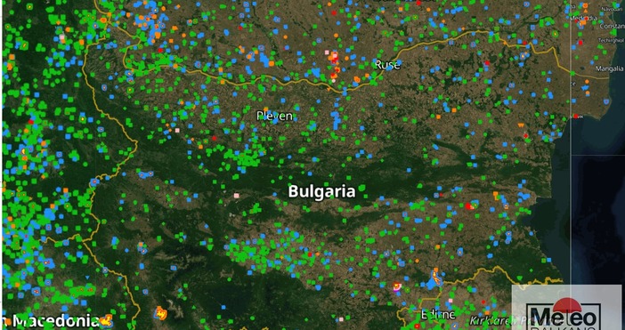 Картата която виждате е базирана на спътниково наблюдение Точките на