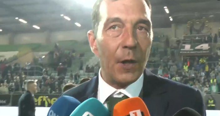 Изпълнителният директор на Лудогорец Ангел Петричев говори пред медиите преди заминаването на тима