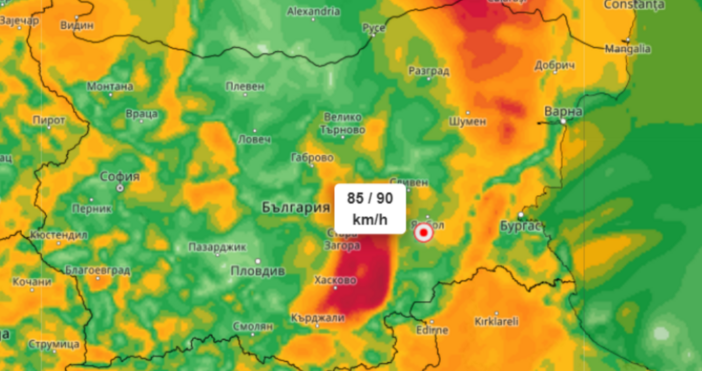 Очакват се ветрове със скорост до 100 км ч на 31 ти