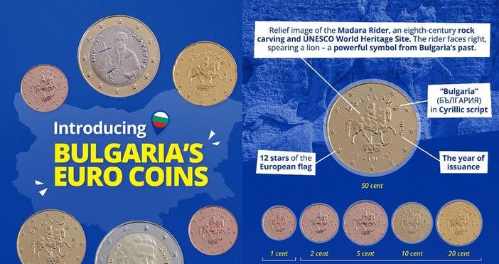 снимки ФейсбукПредседателят на Европейската централна банка Кристин Лагард показа българските евромонети с номинал