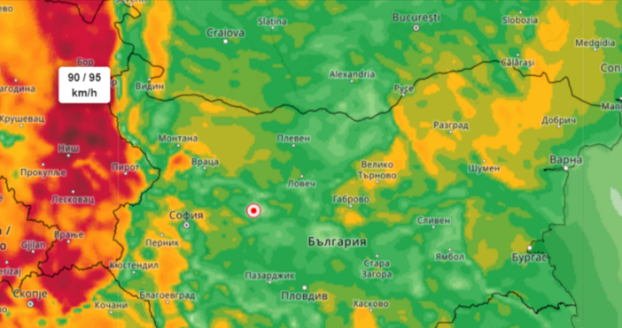 Тази вечер Силни пориви на вятъра над крайните северозападни райони