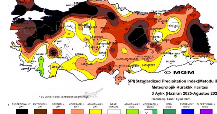Турция е под силното влияние на продължителна суша Според картата на