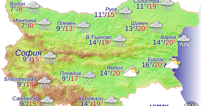 През нощта облачността ще се вплътни над цялата страна На