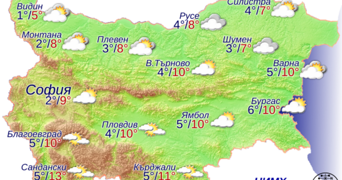 През нощта предимно ясно ще е над западните райони над